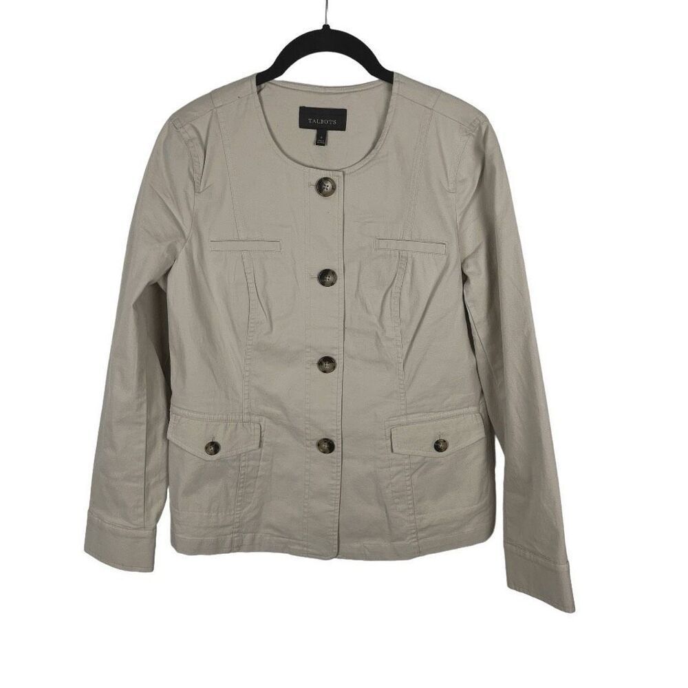 Talbots khaki button down jacket- size 4